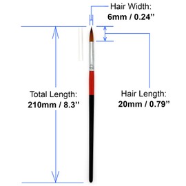 Size #6 Pointed Round Paint Brush, Pack of 16, Premium Quality Synthetic Sable Hair for Acrylic Watercolor Oil Gouache Painting by Students, Professionals and Artists