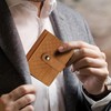Cartera Hombre Piel Genuina Plegable Delgada,Billetera Minimalista con Compartimento para