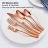45-Piece Silverware Set with Serving Utensils Set, Rose Gold Hammered
