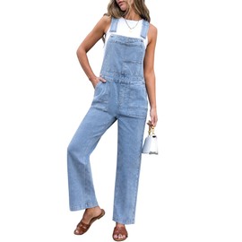 Luvamia Light Blue Women's Jumpsuit - Denim Overalls, Straight Leg, Size 12-14