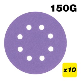 Trend 125 mm Sanding Discs for Random Orbital ROS Sanders, 150 Grit, 10 Pack, Anti-Clog Film Abrasive for Wood and Paint, AB/125/150A