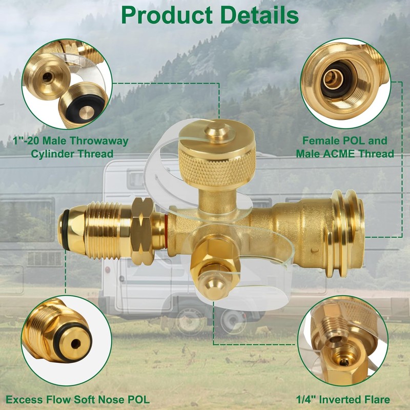 Extend A Stay RV Propane Kit, Propane Brass Tee 4