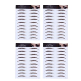 Lurrose 4 Sheets Eyebrow Tattoo Stickers, 6D Hair- Tattoos Stickers Eyebrows Tattoo Peel Off Natural False Eyebrow Makeup Sticker for Makeup Supplies, Brown 02