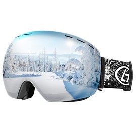 HIYAA Ski Goggles Anti Fog UV400 Protection Double Layer Spherical Anti-Glare Lenses Snow Snowboard Skiing Goggles for Men Women Youth - Silvery