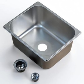 1-Compartment Drop-in Stainless Steel Boat/RV Sink Kit, 12.75x10.5x6 inches, with Strainer