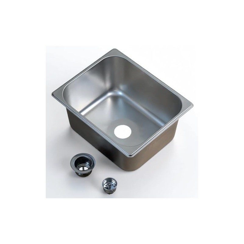 1-Compartment Drop-in Stainless Steel Boat/RV Sink Kit, 12.75x10.5x6 inches, with