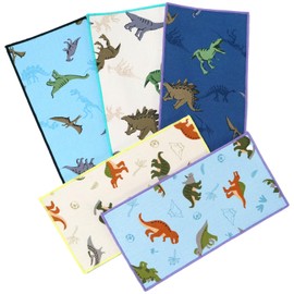 Cluster Backed Antibacterial Type Kids Half Handkerchief Set of 5 [Made in Japan] 100% Cotton Gauze Handkerchief Lining Botaniwil Treated Antibacterial Gauze Cute Pattern Kids Handkerchief [Jurassic