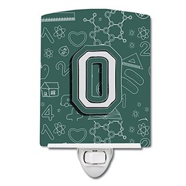 Caroline's Treasures CJ2010-OCNL Letter O Back to School Initial Ceramic Night Light Compact, UL-Certified, Ideal for Bedroom, Bathroom, Nursery, Hallway, Kitchen, 6x4x3, Multicolor