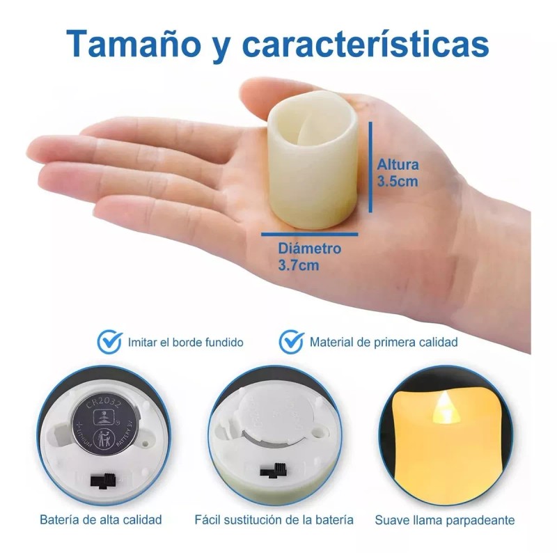 RIVERSOFY 30 Velas Decorativas Batería Luz Led Para Boda Fiesta