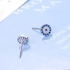 BG&WLing Blue Evil Eye Stud Earrings 925 Sterling Silver Round