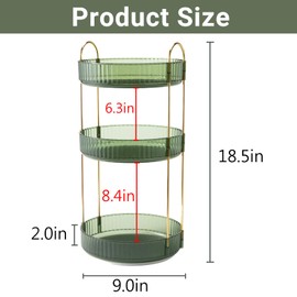 Asayuee 360 Rotating Perfume Organizer,3 Tier Large Capacity Make Up Organizers and Storage,Makeup Organizer for Bathroom,Cosmetic Perfume Stand Organizer (Green-3 Tier)