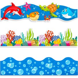 Sabary 71 Ft Ocean Bulletin Board Borders Under The sea Borders Summer Ocean Fish Classroom Decor Borders for Back to School Wall Classroom Chalkboard Decorations