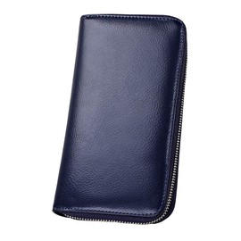 Cynure Women 36 Slots RFID Blocking Card Holder Large Long Leather Zipper Organizer Accordion Wallet,Navy Blue