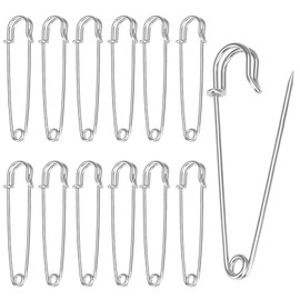 WISYOK Extra Large Safety Pins Heavy Duty, 20 Pack 3 Inch Silver Safety Pins for Blankets Rug Corners, Thick Fabric & Crafts