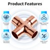 FOCMKEAS Union Cross Copper Fitting, 1/2 In, ID 12.7 mm,