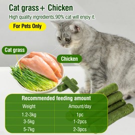 Hkpetie 30g Cat Grass Sticks, Delicious Cat Grass Teething Stick Edible Cats Chew Toy Cat Treats Snack for Teeth Cleaning and Hairball Removal