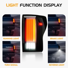 LED Tail Light Fit for Toyota Tundra 2007-2013, Taillight Assembly Replacement Left + Right Pair, Smoke Lens