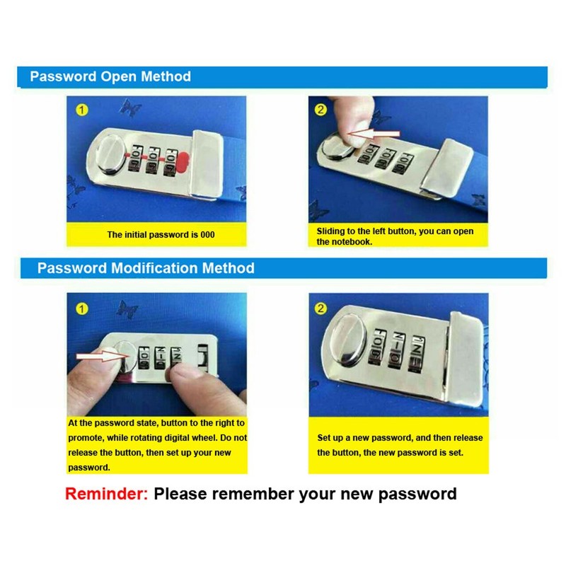 koboome A5 Creative Password Lock Journal PU Leather Combination Lock