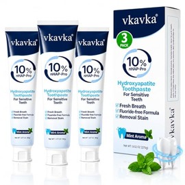 10% Hydroxyapatite Toothpaste 3 Packs, Fluoride Free Toothpaste Nano, Protects Enamel and Strengthens Teeth, Clean Breath and Cares for Oral Health Mint Flavor 9.52 OZ