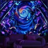 Tushelia Blacklight Galaxy Space Tapestry UV Reactive Forest Tree Tapestries