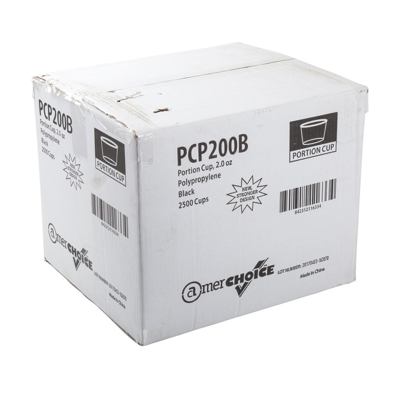 AmerCare Poly Black Portion Cup, 2 Oz, Case of 2500