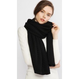 RIIQIICHY Ladies Winter Black Scarf for Women Scarves Wraps Chunky Fluffy Knitted Thick Scarfs Pashmina Shawl