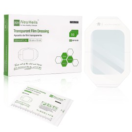 NeuHeils Transparent Film Dressing 4" x 4 3/4" 50 Packs, Large Waterproof Wound Cover Bandage, Post Surgical Shower or IV Shield, Tattoo Aftercare Bandage, Adhesive Patch