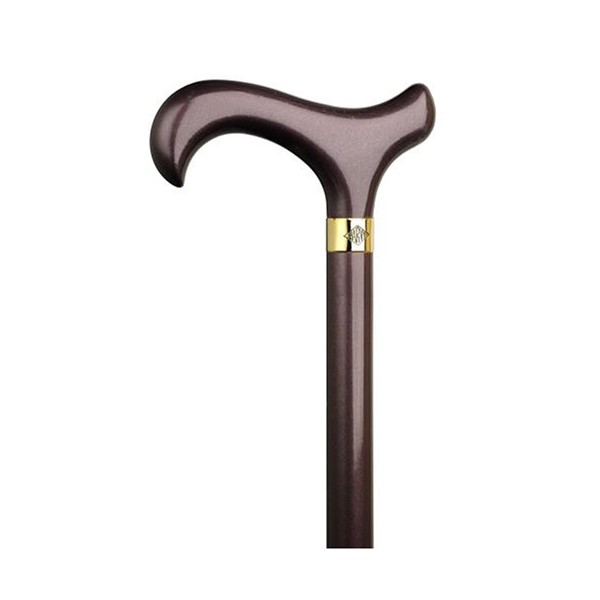 Walking Cane Aubergine. This Walking Cane has a Derby Handle with a Hardwood Shaft, Metallic high Gloss Finish.