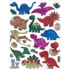 Dinosaur Cute Animals Colorful sticker sticker decal Metallic Glitter 1 sheet Dimensions: 13.5 cm x 10 cm