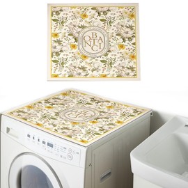 REAIJUNPIN Washer and Dryer Covers for the Top, 27'' x 27'' Colorful Flowers Design Washing Machine Top Protector Dust-Proof Cover,Anti-Slip Washer or Dryer Top Mat Covers (White flower)