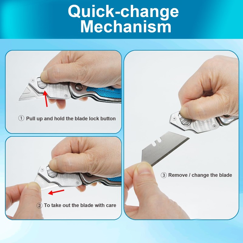 Box Cutter, Utility Knife with Quick Change Blades, Stainless Steel
