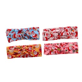 Healvian 4pcs Christmas Hair Headbands Santa and Reindeer Prints Elastic Hair Accessories for Women for Holiday Photoshoots and Daily Use
