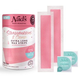 Nad's Extra Long Wax Strips, Hair Removal, Large Waxing Strips, 20 Strips