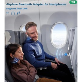 Airplane Bluetooth Adapter for 2 Headphones, Bluetooth Transmitter for TV/PC/Projector, 3.5mm Audio Adapter Receiver for Home Stereo/Car Stereo, KAIY Transmitter Receiver Support TF Card Play Music
