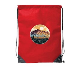 R and R Imports Salt Lake City Utah Souvenir Cinch Bag with Drawstring Backpack Red B
