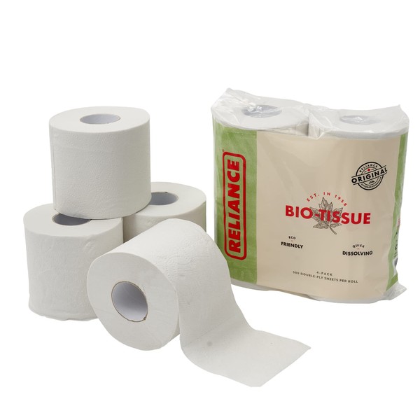 Reliance Products Bio Tissue Toilet Paper, White, 4 Pack (263014)