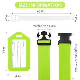 Flintronic 6 Pcs Luggage Straps with Luggage Tags, Adjustable Packing Belts for Suitcases Security Non-Slip Travel Belt Travel Accessories（Green）