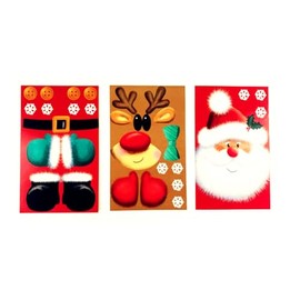 CFMOFFERS Create Your Own Christmas Craft Set Creative Xmas Poke Art Stickers Make Your Own Christmas Poking Art Crafts Reindeer Santa Tags Stickers for Present Gifts Bags Box Xmas Craft 9 Sheets