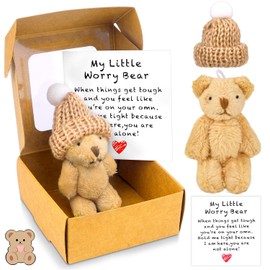 magimagi Worry Bear in a Box, Little Bear Hug in a Box for Women, Pocket Hug Mini ATeddyBear Cute Things for Friends, Thinking of You Gifts, Get Well Soon Gifts for Kids