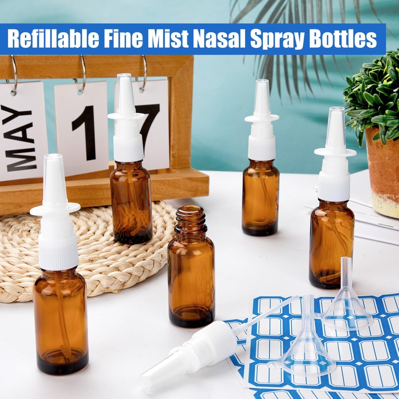 ZHWKMYP 10 Pcs Nasal Spray Bottle, 20ML/0.7OZ 6 Pcs Fine