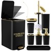 XLHOMO Black Bathroom Accessories 8 Piece Black and Gold Bathroom