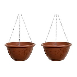 Products Mall 2 x Round Terracotta Modern Hanging Planter