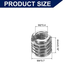 sourcing map 30Pcs Threaded Insert, Stainless Steel M2-0.4 Female to M4-0.7 Male Repair Nut 4mm Long Thread Adapters Sleeve Reducing Nut Thread Repair Screw for Hardwoods Softwoods