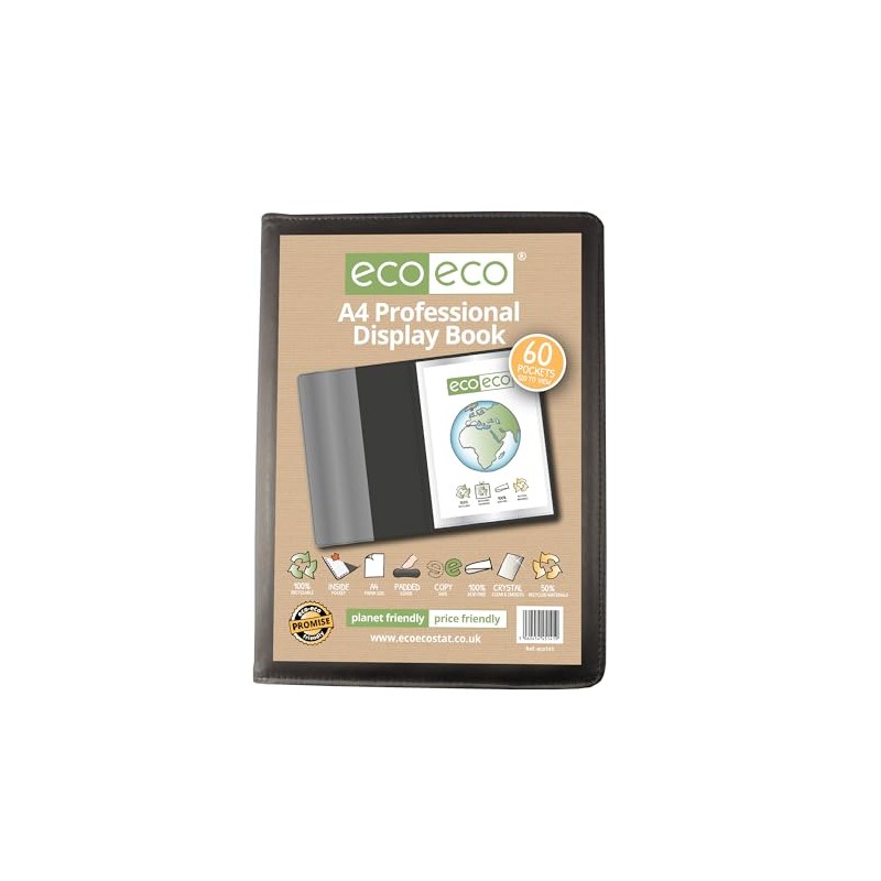 eco-eco A4 50% Recycled 60 Pocket Black Professional Business Display