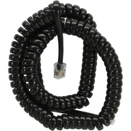 Telephone coiled cord InLine®, RJ10 (4P4C), black, 4m