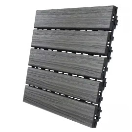 Aura 6PC Deck Patio Balcony Plastic Composite Outdoor Interlocking 12"x12" Tiles Grey