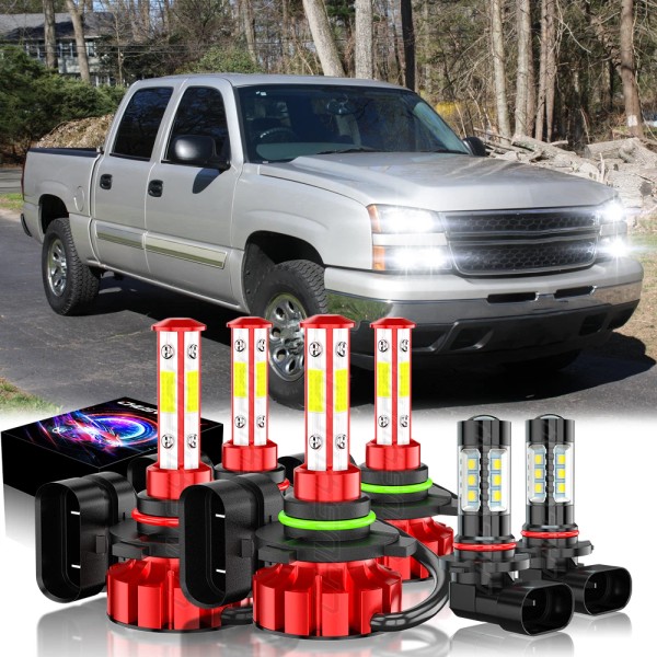 CHUSYYRAY For Chevy Silverado 1500 2500HD 2003-2006 6x LED Headlight