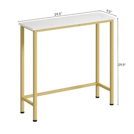Mordchil HF Narrow Console Table, 29.5" Small Entryway Table, Accent Slim Hallway Tables, Thin Sofa Side Tables for Hallway, Bedroom, Living Room, Marble White