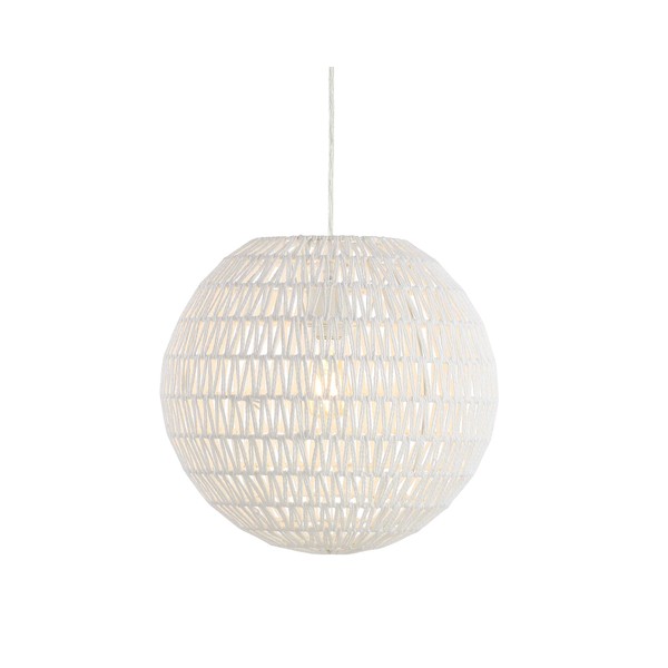 JONATHAN Y JYL6503A Luna 15.7" Woven Rattan Orb LED Pendant Minimalist Modern Contemporary Transitional Bohemian Modern Dimmable Adjustable Dining Room Living Room Kitchen Foyer Bedroom Hallway, White