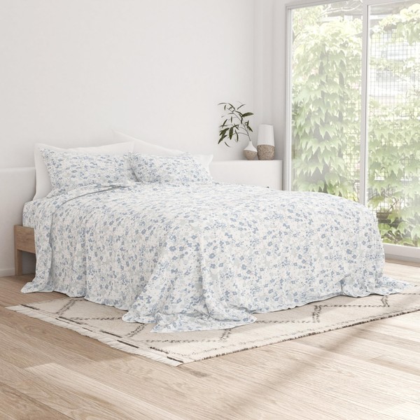 LINENS & HUTCH Sheet Set 3-Piece Patterned Microfiber Garden Farmhouse